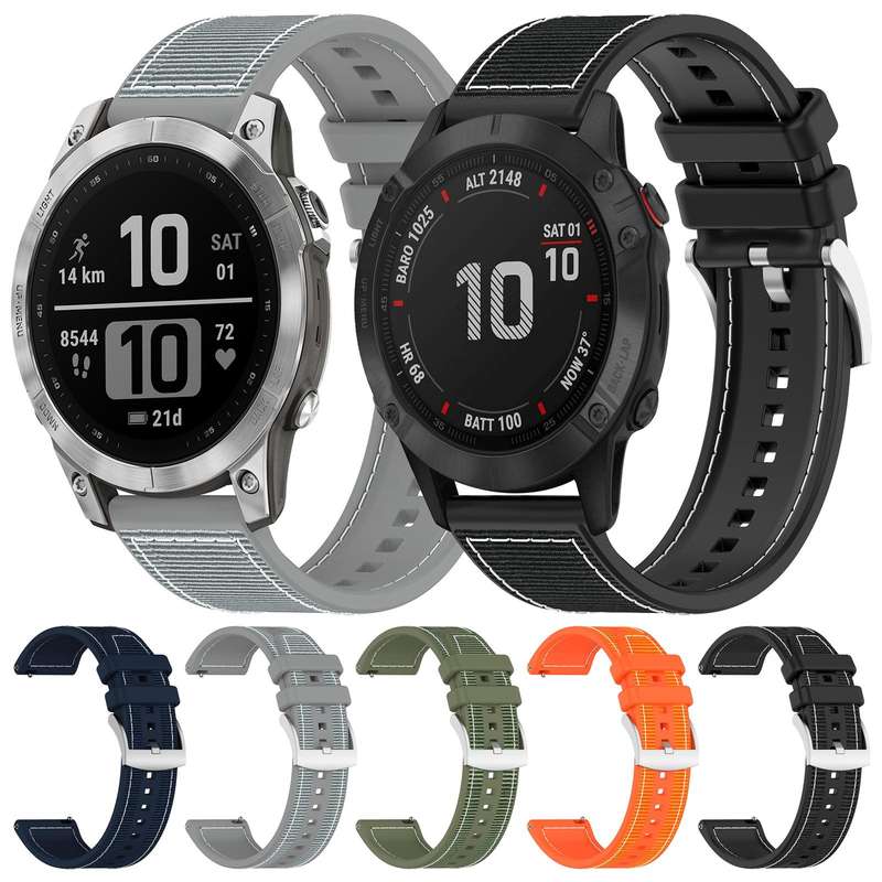 For Garmin Forerunner 220/235/735/735XT 20mm xDfind Hybrid Nylon Braid Silicone Watch Band(Midnight