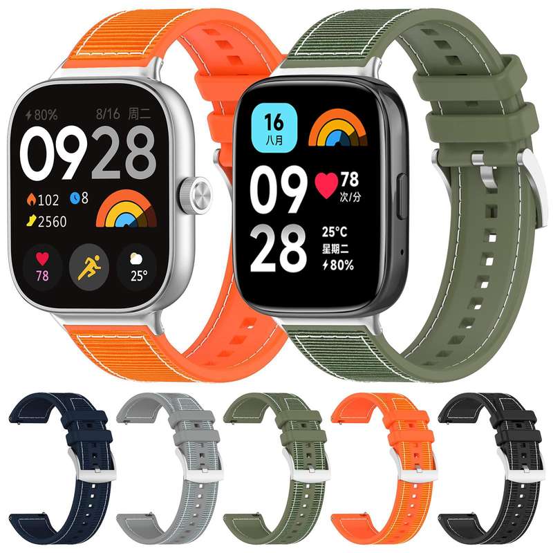 For Redmi Watch 3 20mm xDfind Hybrid Nylon Braid Silicone Watch Band(Midnight Blue)