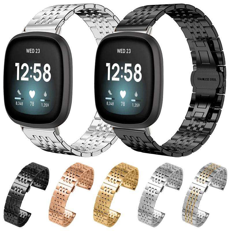 For Fitbit Versa 4 / 3 / Sense2 / 1 20mm xDfind Seven-bead Solid Stainless Steel Watch Band(Silver)