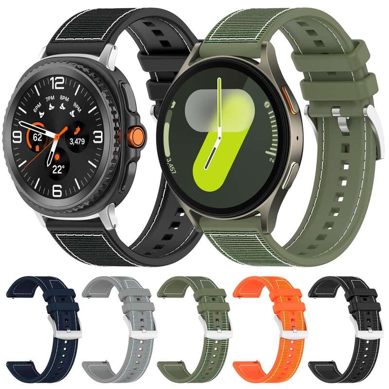 For Samsung Galaxy Watch 7 / 6 / 5 / FE 20mm xDfind Hybrid Nylon Braid Silicone Watch Band(Midnight