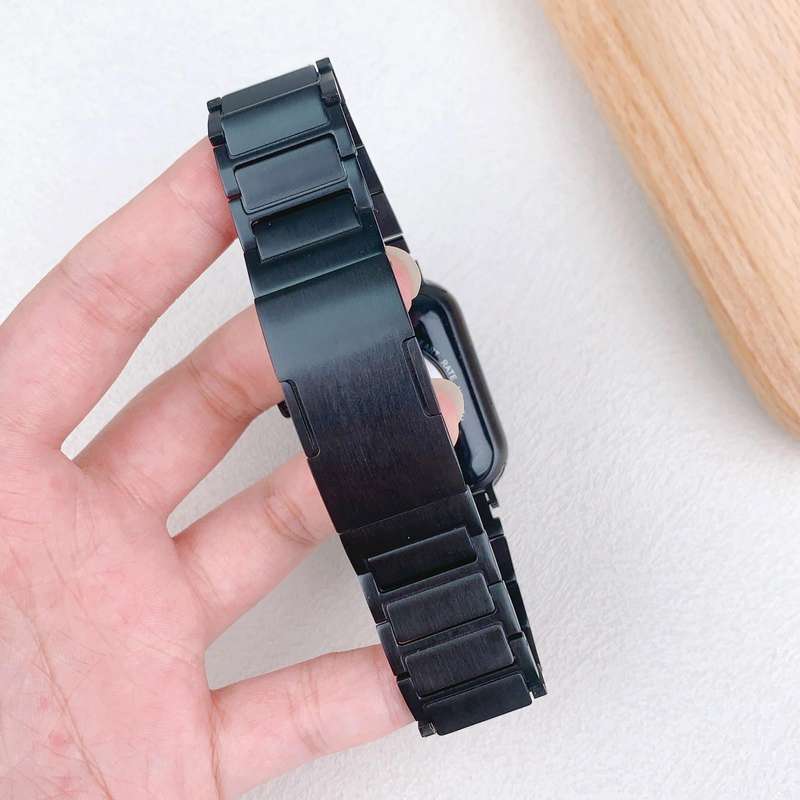 For Apple Watch 46mm / 49mm / 45mm / 44mm Tri-beads Side-detachable Buckle Stainless Steel Watch Ban