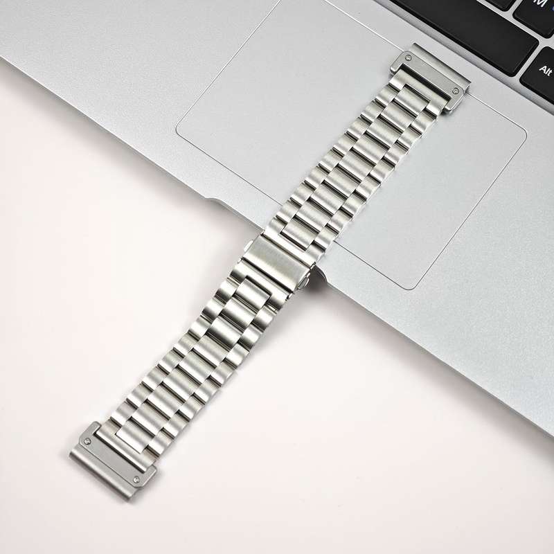 For Garmin 26mm Tri-beads Flat Buckle Titanium Alloy Watch Band, Tactix Connector(Silver)