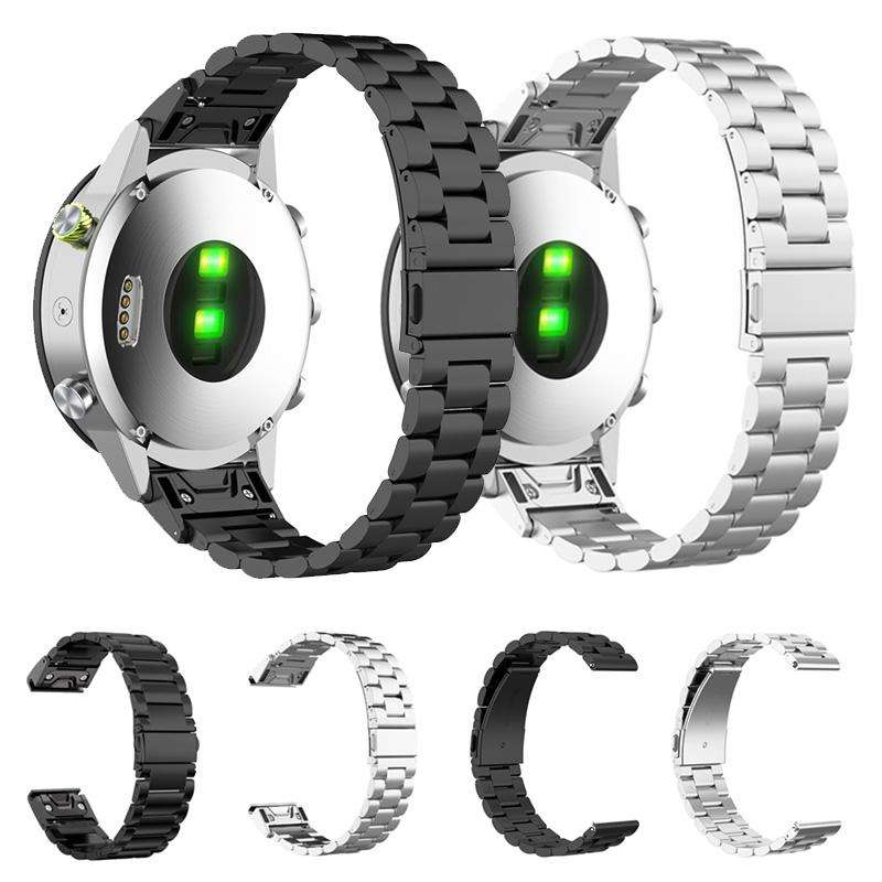 For Garmin 26mm Tri-beads Flat Buckle Titanium Alloy Watch Band(Silver)