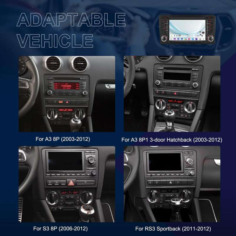 For Audi A3 8P 2003-2012 Android 15 7 inch Smart Central Control Car GPS Navigator Car MP5 Player, M