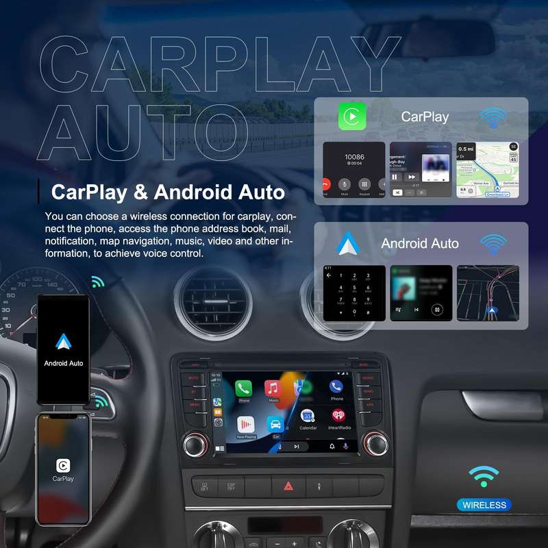 For Audi A3 8P 2003-2012 Android 15 7 inch Smart Central Control Car GPS Navigator Car MP5 Player, M