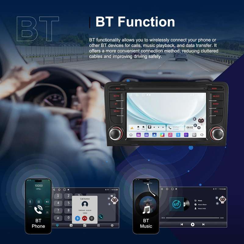 For Audi A3 8P 2003-2012 Android 15 7 inch Smart Central Control Car GPS Navigator Car MP5 Player, M