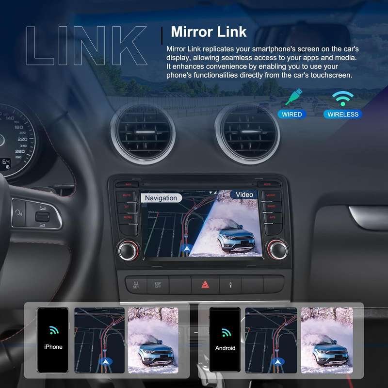 For Audi A3 8P 2003-2012 Android 15 7 inch Smart Central Control Car GPS Navigator Car MP5 Player, M