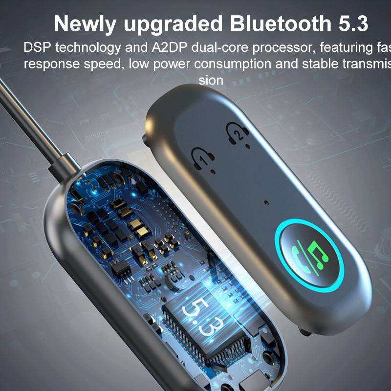 BR08T 2 in 1 Car Bluetooth AUX Receiver Transmitter Bluetooth Audio Adapter(Black)