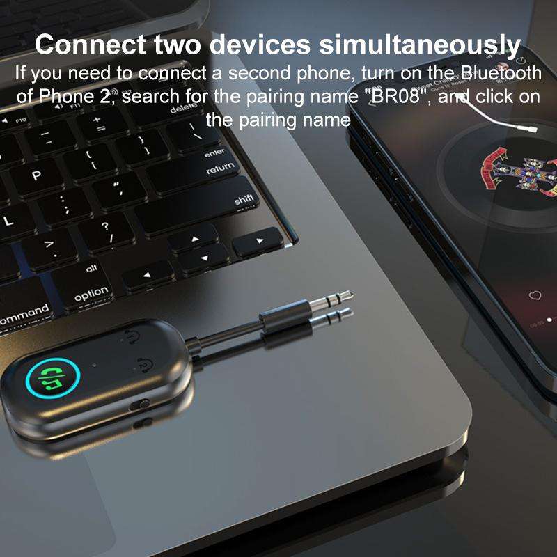 BR08T 2 in 1 Car Bluetooth AUX Receiver Transmitter Bluetooth Audio Adapter(Black)