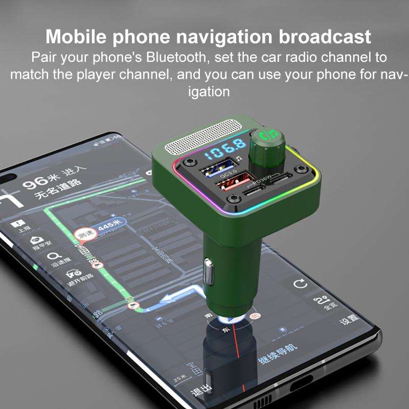BC91 Car Bluetooth Hands-free Calling PD36W Fast Charging with Atmosphere Light(Black)