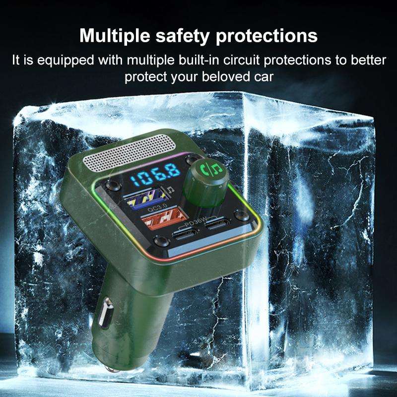 BC91 Car Bluetooth Hands-free Calling PD36W Fast Charging with Atmosphere Light(Black)