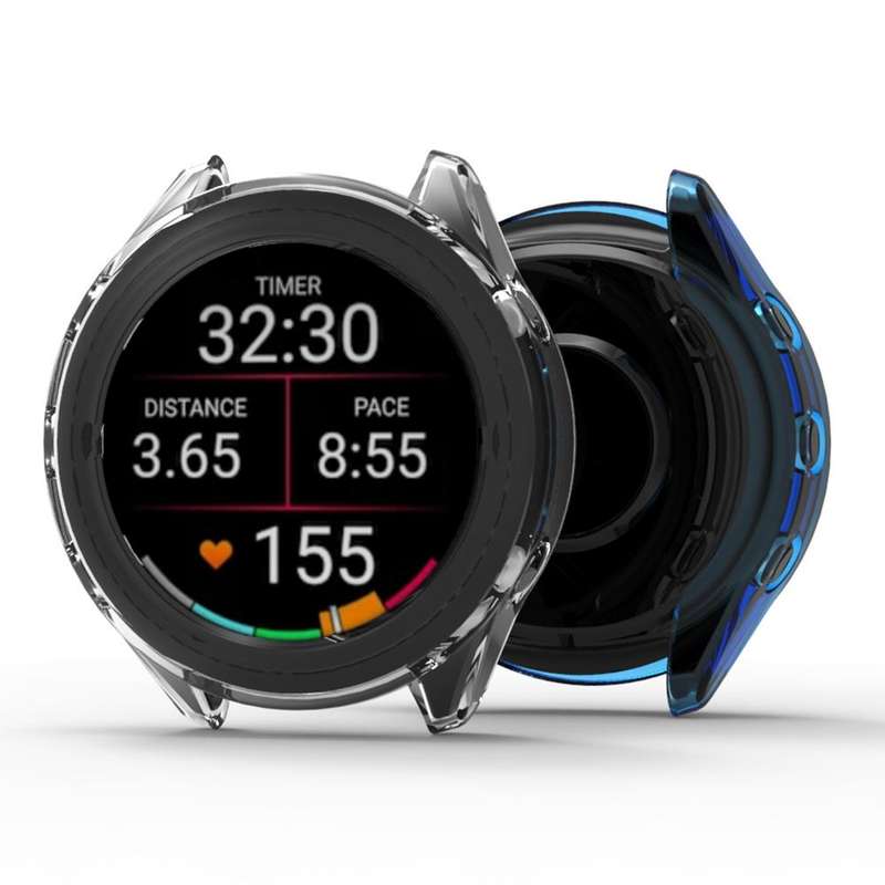 For Garmin Forerunner 570 42mm Half Coverage Hollow TPU Watch Protective Cover(Transparent Purple)