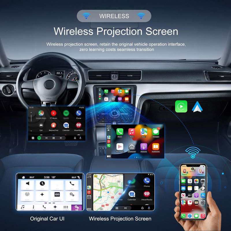 Car CarPlay and Android Auto Wired to Wireless Smart Box USB Adapter(Black)