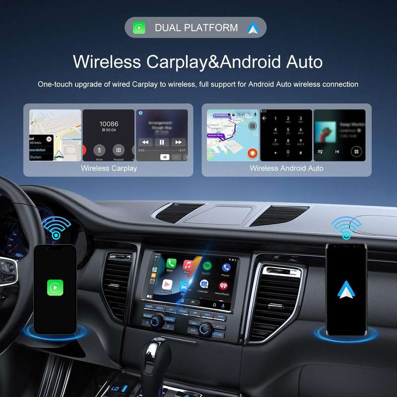 Car CarPlay and Android Auto Wired to Wireless Smart Box USB Adapter(Black)