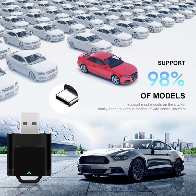 Car CarPlay and Android Auto Wired to Wireless Smart Box USB Adapter(Black)