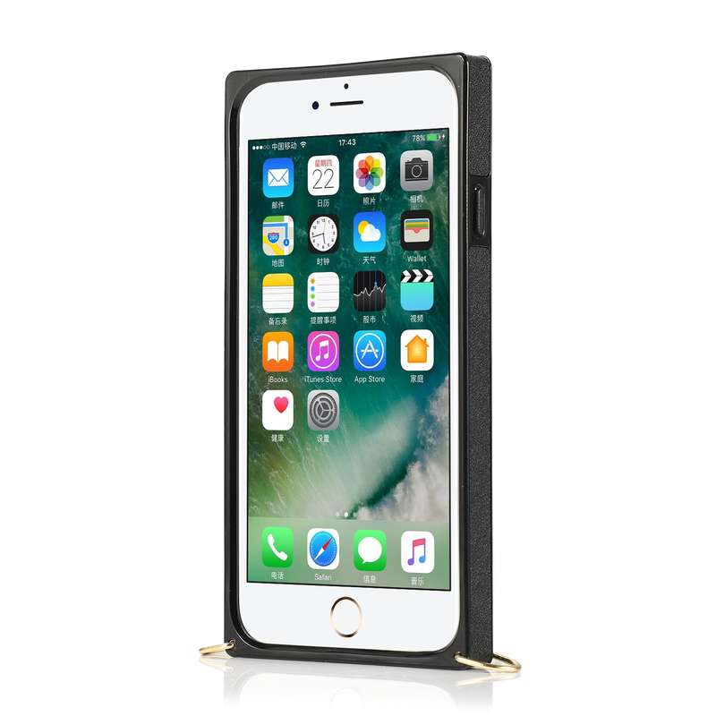 For iPhone 7 / 8 / SE 2020 Wrist Strap PU+TPU Shockproof Protective Case with Crossbody Lanyard & Ho
