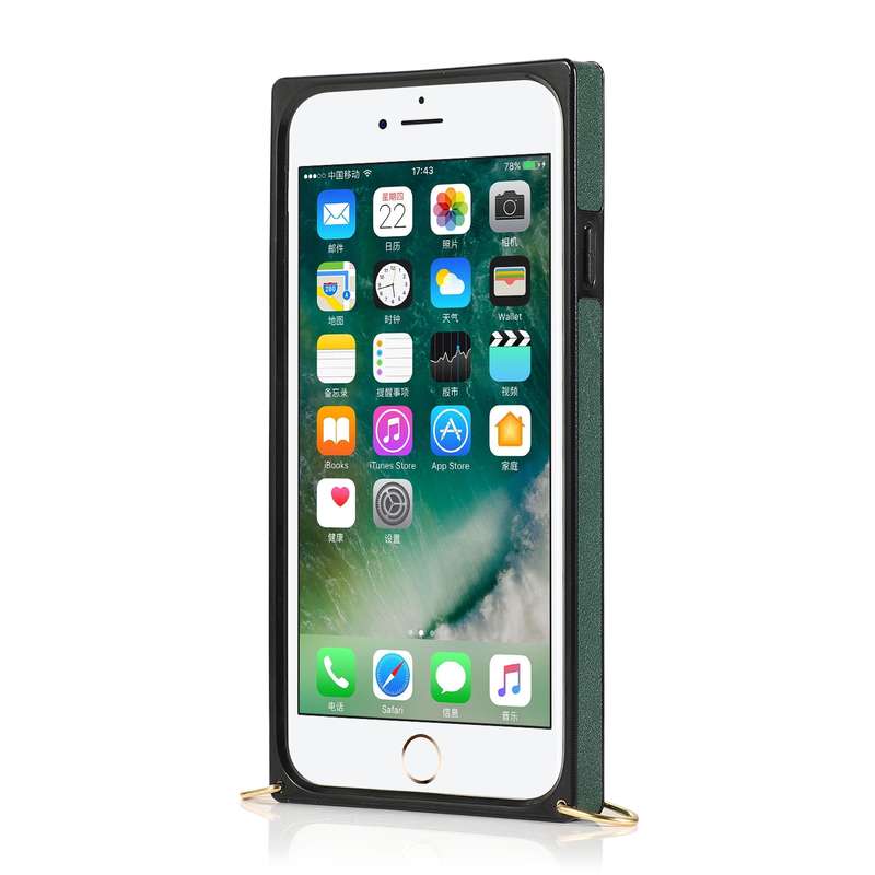 For iPhone 7 / 8 / SE 2020 Wrist Strap PU+TPU Shockproof Protective Case with Crossbody Lanyard & Ho
