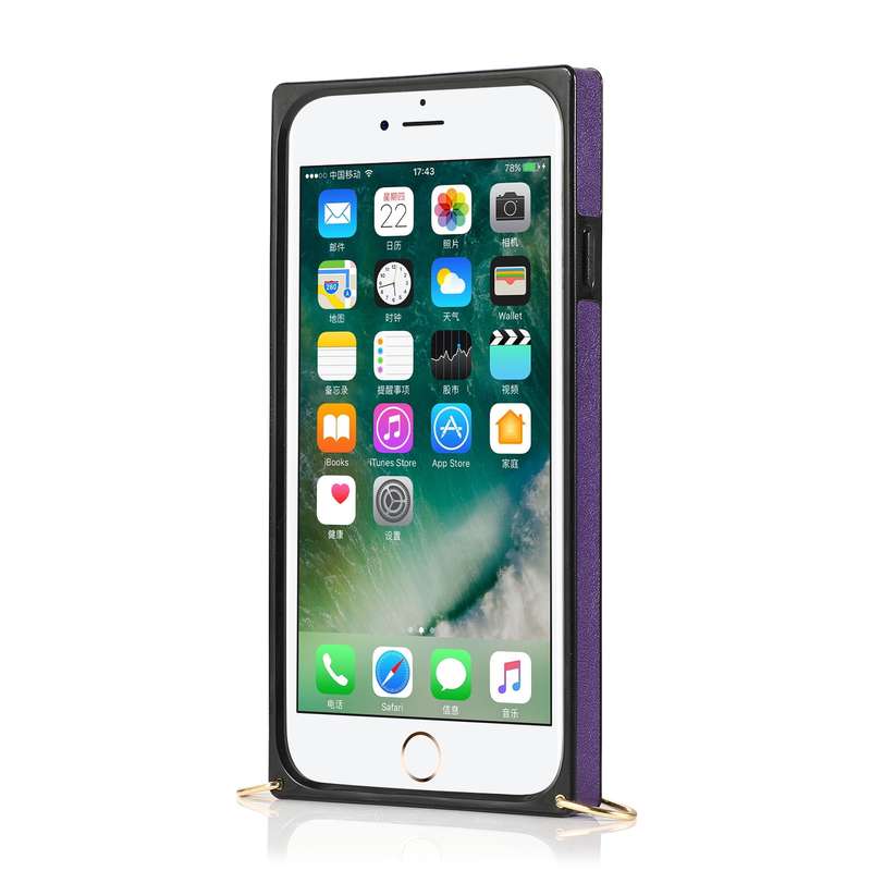 For iPhone 7 / 8 / SE 2020 Wrist Strap PU+TPU Shockproof Protective Case with Crossbody Lanyard & Ho
