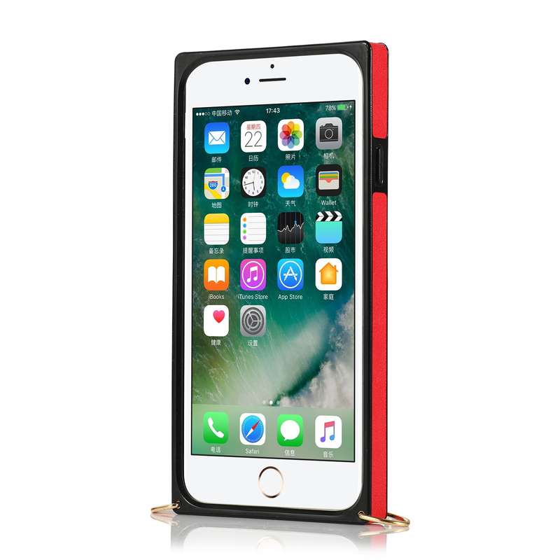 For iPhone 7 / 8 / SE 2020 Wrist Strap PU+TPU Shockproof Protective Case with Crossbody Lanyard & Ho