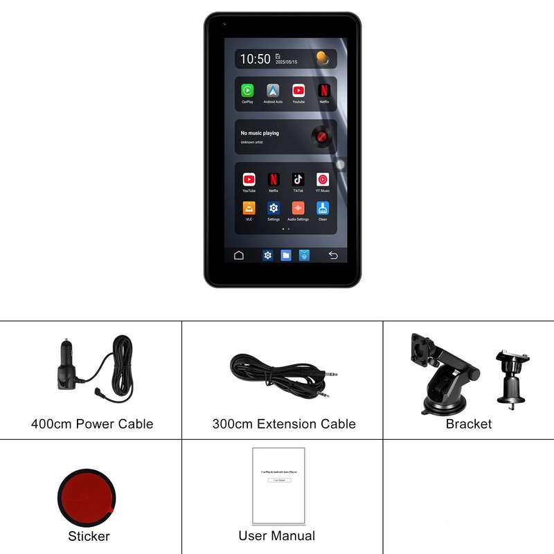 7 inch Android 15 2G+32G Car Reversing Display Monitor Screen Without Rear View Camera WiFi Version(