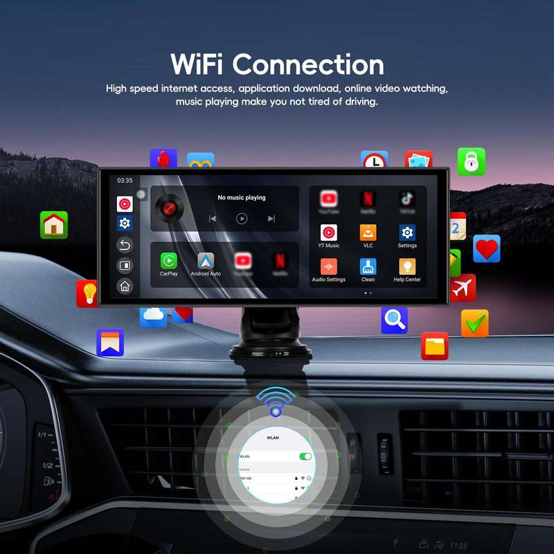 7 inch Android 15 2G+32G Car Reversing Display Monitor Screen Without Rear View Camera WiFi Version(