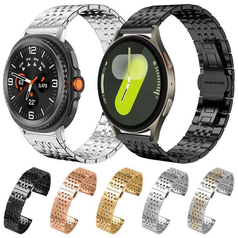 For Samsung Galaxy Watch8 20mm xDfind Seven-bead Solid Stainless Steel Watch Band(Silver)