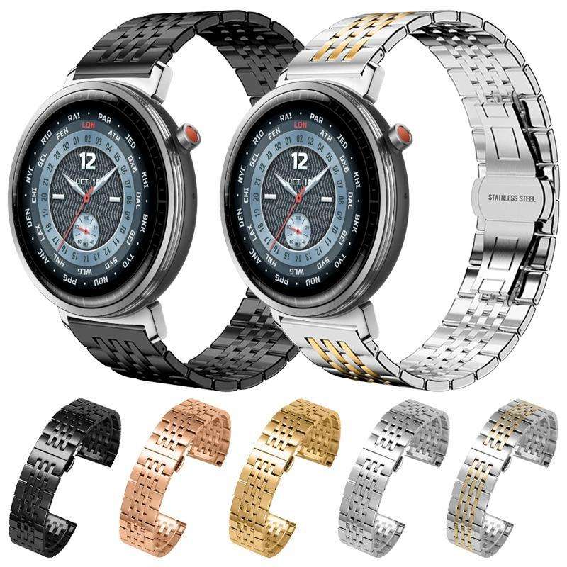 For Honor Watch 4 20mm xDfind Seven-bead Solid Stainless Steel Watch Band(Silver)