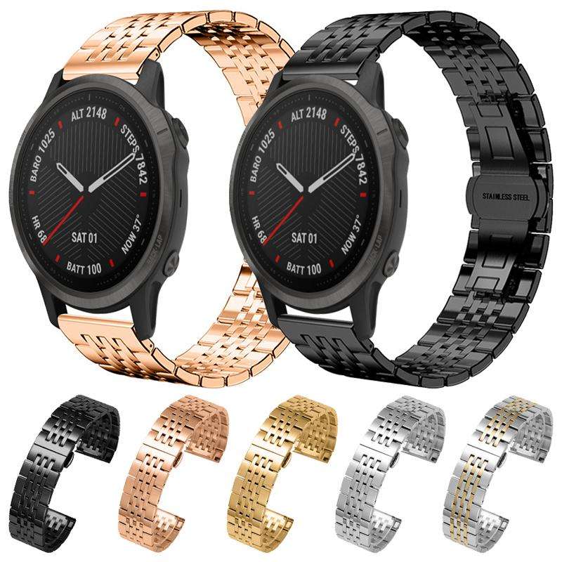 For Garmin Fenix 8/7/6/5 22mm 20mm xDfind Seven-bead Solid Stainless Steel Watch Band(Silver)