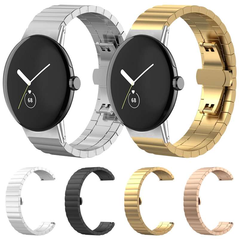 For Google Pixel Watch 3 / 2 / 1 41mm 20mm xDfind One-bead Bamboo Solid Stainless Steel Watch Band(S