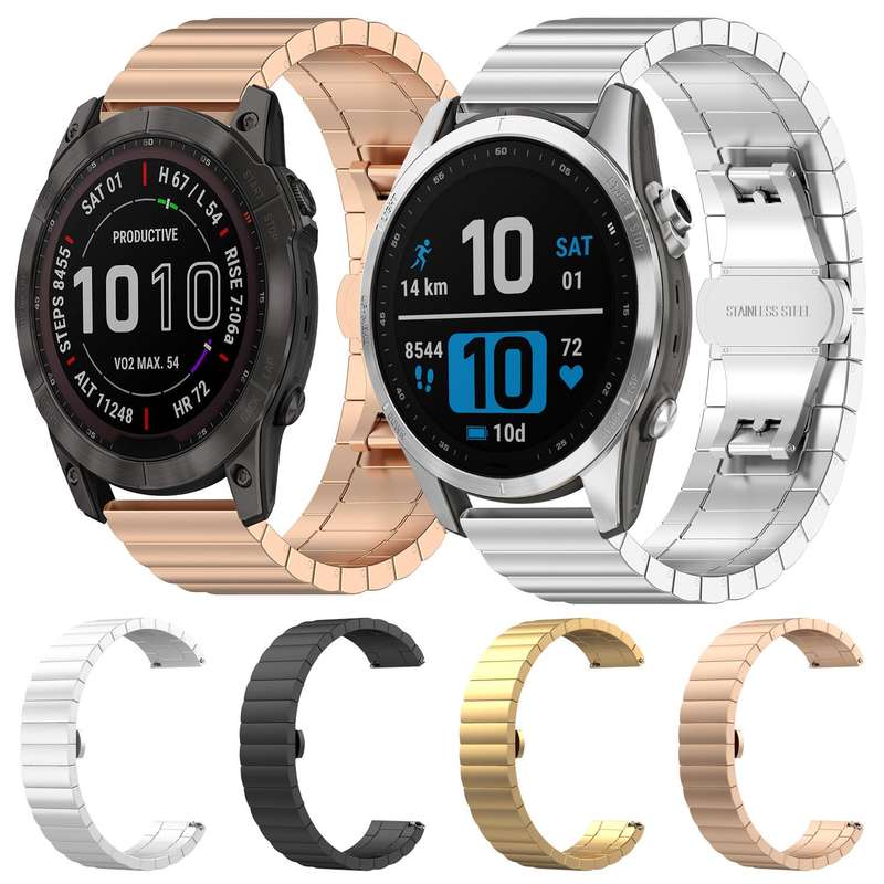 For Garmin Fenix 8/7/6/5 22mm 20mm xDfind One-bead Bamboo Solid Stainless Steel Watch Band(Silver)