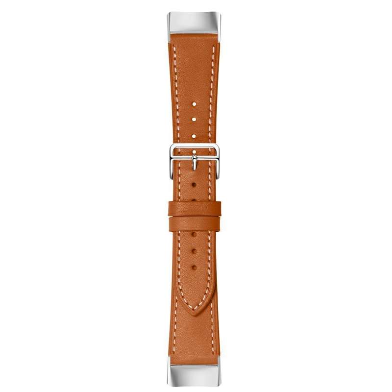 For Fitbit Charge 6 / 5 Cowhide Leather Watch Band(Brown)