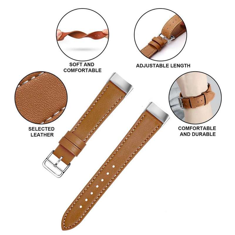 For Fitbit Charge 6 / 5 Cowhide Leather Watch Band(Brown)