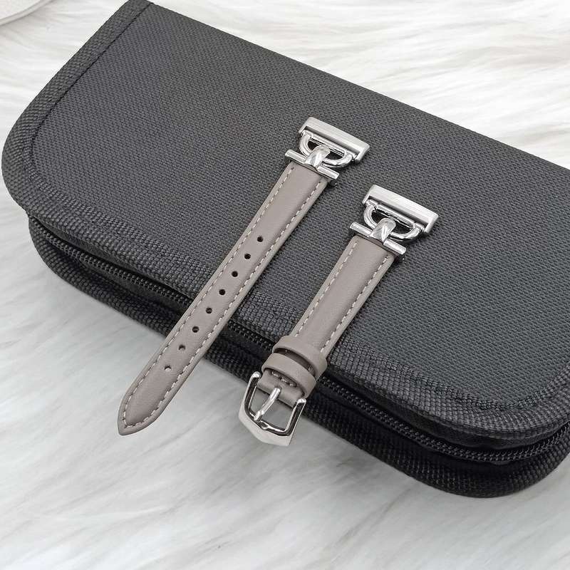 For Fitbit Versa 3 / 4 / Sense 2 D Metal Genuine Leather Watch Band(Green)