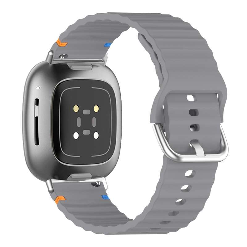 For Fitbit Versa 3 / 4 / Sense 2 Wavy Grain Stitched Silicone Watch Band(Starlight)
