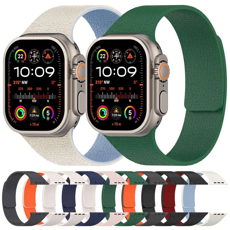 For Apple Watch 38 / 40 / 41 / S10 42mm xDfind Flat Head Litchi Texture Magnetic Silicone Watch Band