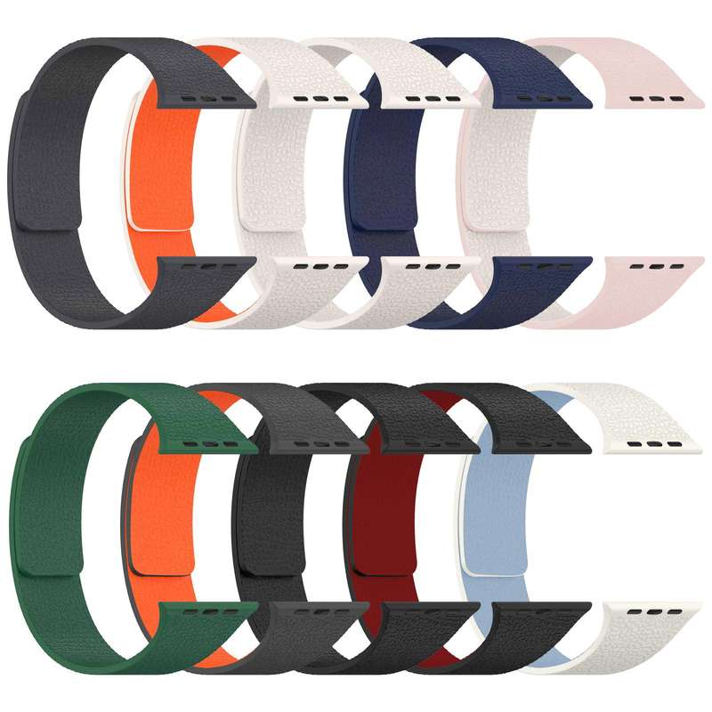 For Apple Watch 38 / 40 / 41 / S10 42mm xDfind Flat Head Litchi Texture Magnetic Silicone Watch Band