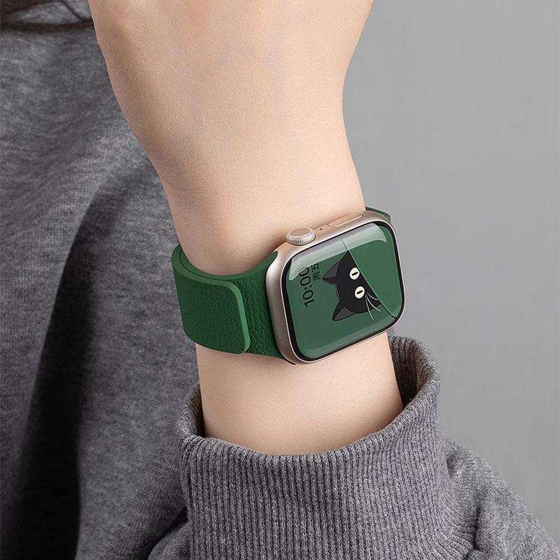 For Apple Watch 38 / 40 / 41 / S10 42mm xDfind Flat Head Litchi Texture Magnetic Silicone Watch Band