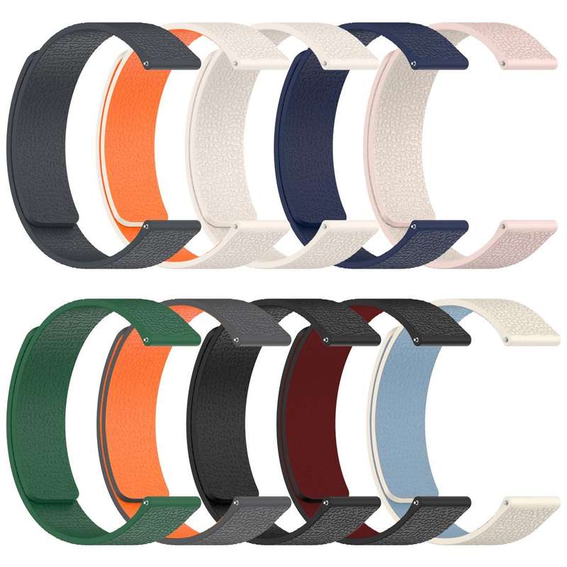 18mm xDfind Flat Head Litchi Texture Magnetic Silicone Watch Band(Grey)