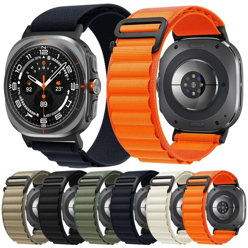 For Samsung Galaxy Watch Ultra 47mm xDfind Black Buckle Loop Nylon Watch Band(Midnight Blue)