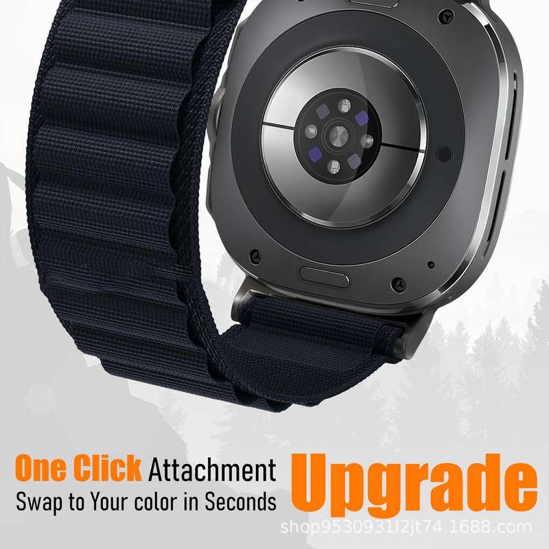 For Samsung Galaxy Watch Ultra 47mm xDfind Black Buckle Loop Nylon Watch Band(Midnight Blue)