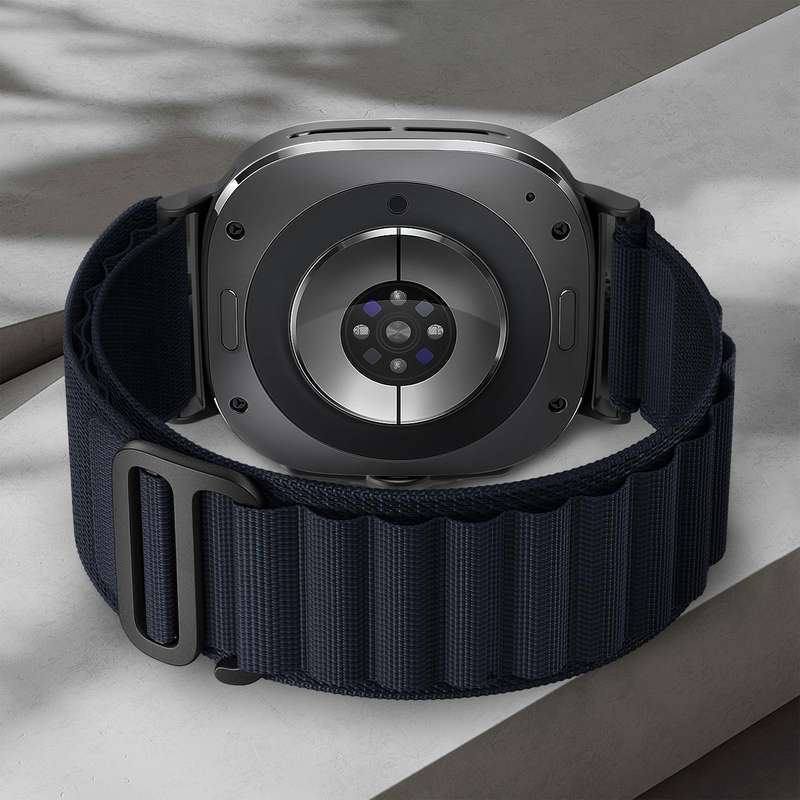 For Samsung Galaxy Watch Ultra 47mm xDfind Black Buckle Loop Nylon Watch Band(Midnight Blue)