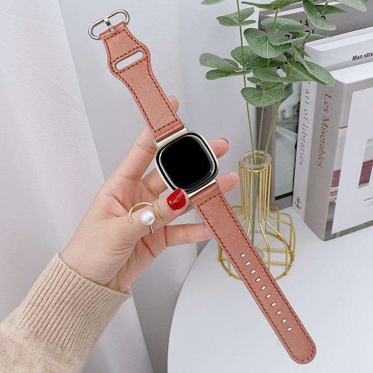 For Fitbit Versa 3 / 4 / Sense 2 Classic Buckle Genuine Leather Watch Band(Chocolate Color)