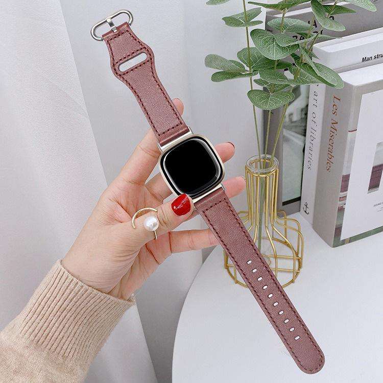 For Fitbit Versa 3 / 4 / Sense 2 Classic Buckle Genuine Leather Watch Band(Chocolate Color)