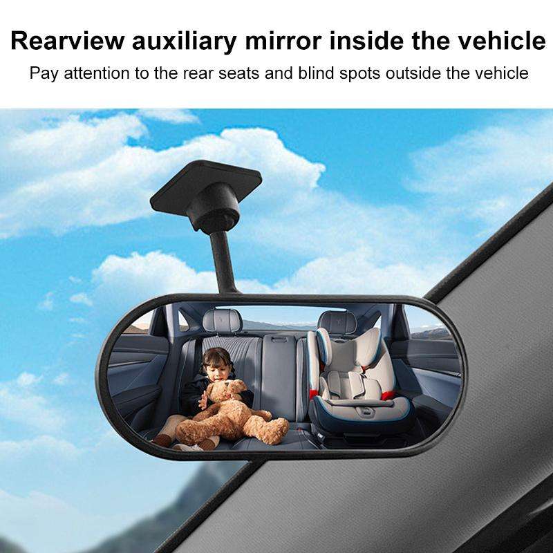 Car Adhesive Type Wide-angle Rearview Auxiliary Mirror(Black)