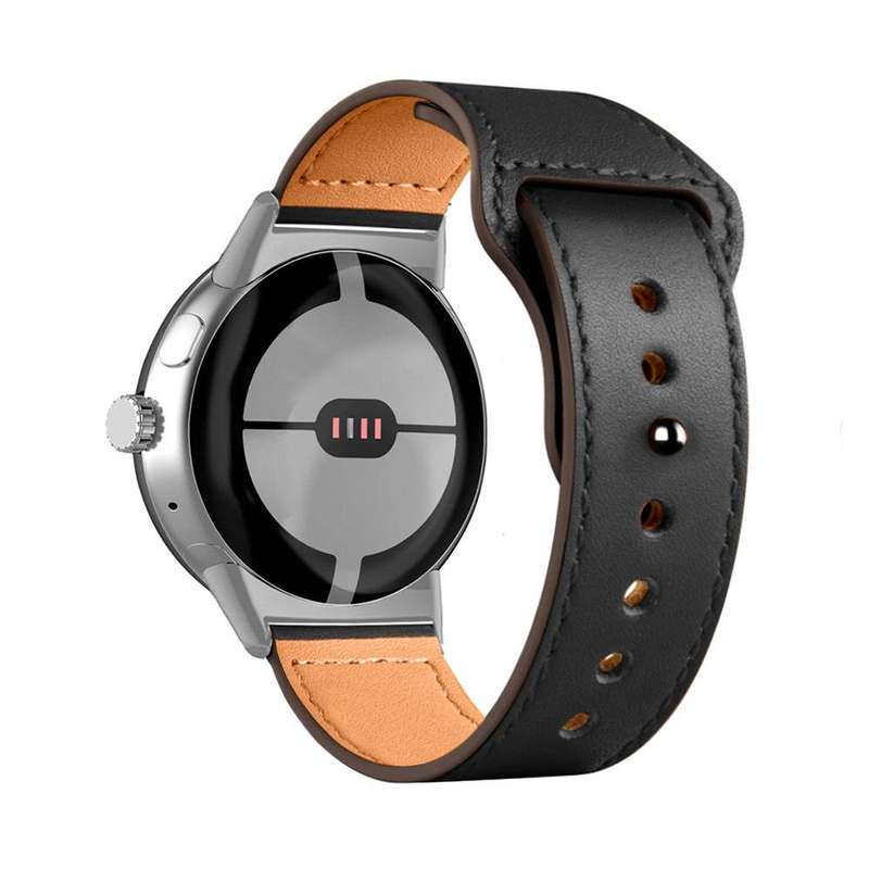 For Google Pixel Watch 3 45mm Reverse Buckle Genuine Leather Watch Band(Light Grey)