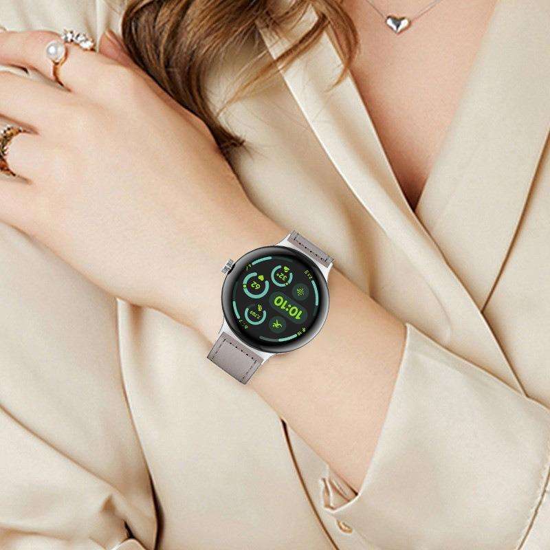 For Google Pixel Watch 1 / 2 / 3 41mm Reverse Buckle Genuine Leather Watch Band(Light Grey)