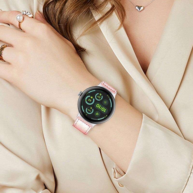 For Google Pixel Watch 1 / 2 / 3 41mm Reverse Buckle Genuine Leather Watch Band(Light Grey)