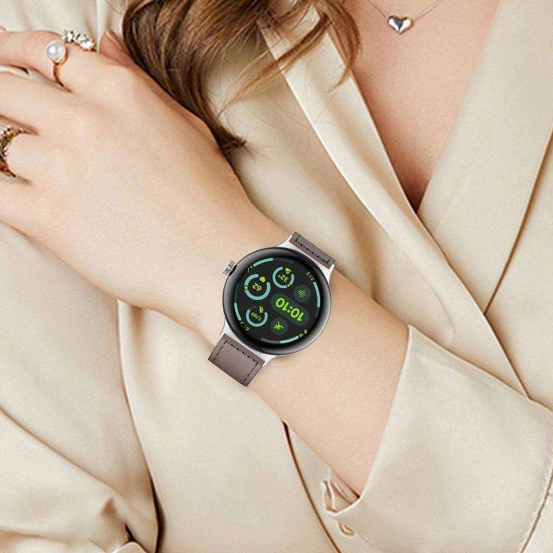For Google Pixel Watch 1 / 2 / 3 41mm Reverse Buckle Genuine Leather Watch Band(Light Grey)