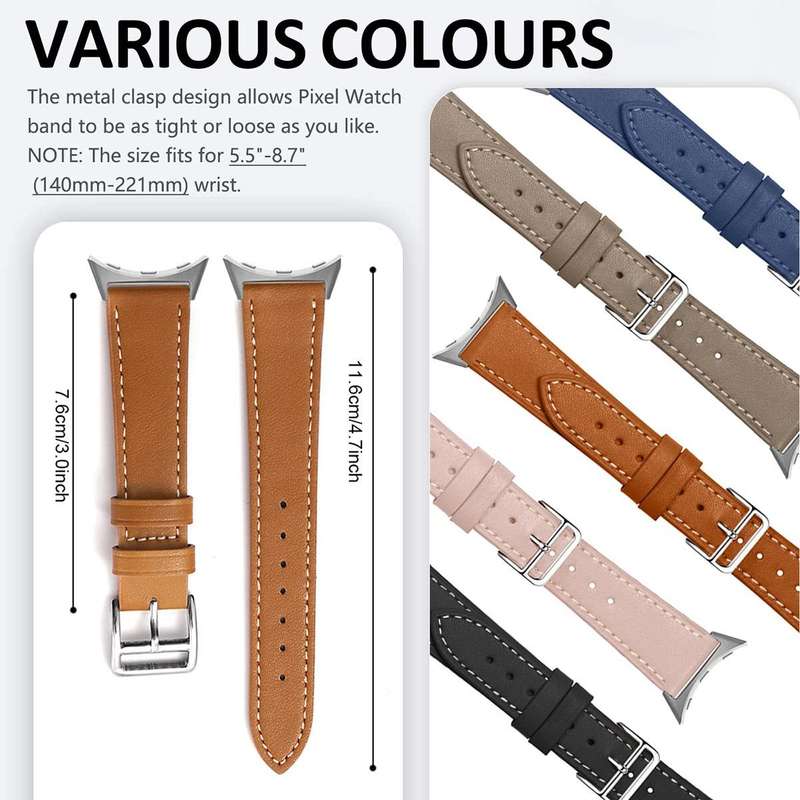 For Google Pixel Watch 3 45mm Fashionable Genuine Leather Watch Band(Brown)