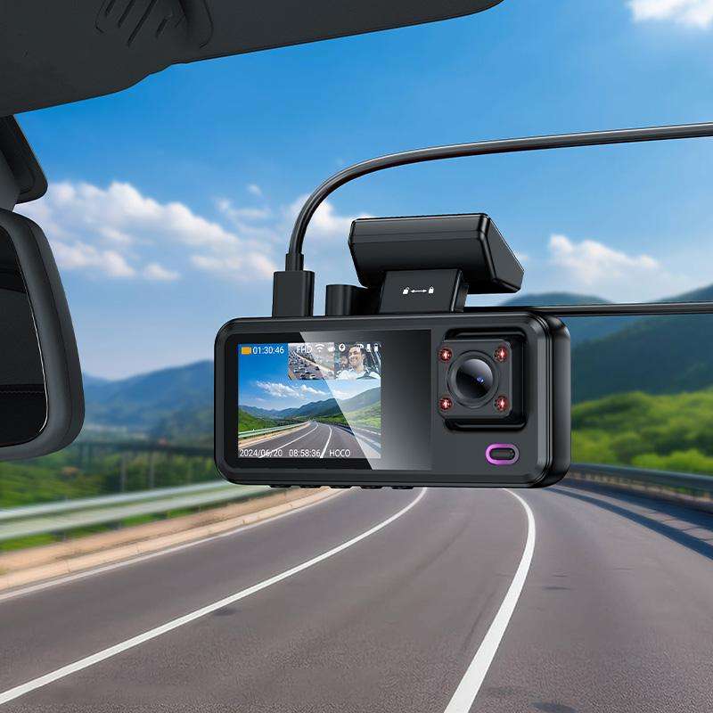 hoco DV15 2 inch Screen Display Three-way Driving Recorder(Black)
